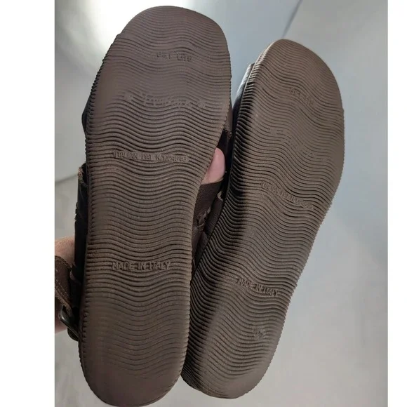 Famolare Brown Leather "Hi-Up" Wave Sole Sandals Woven Slingback Sandals Size 8M - Picture 9 of 11